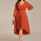 Plus Size Chiffon A-Line 3/4 Sleeves Asymmetrical Hem Wedding Guest Dress