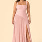 Plus Size Bridesmaid Dress with Pleated Satin and Lace Up Open Back
