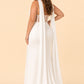 Elegant Plus Size Bridal Gown with Asymmetrical Draping Corset Boning Scarf Accent and Open Back