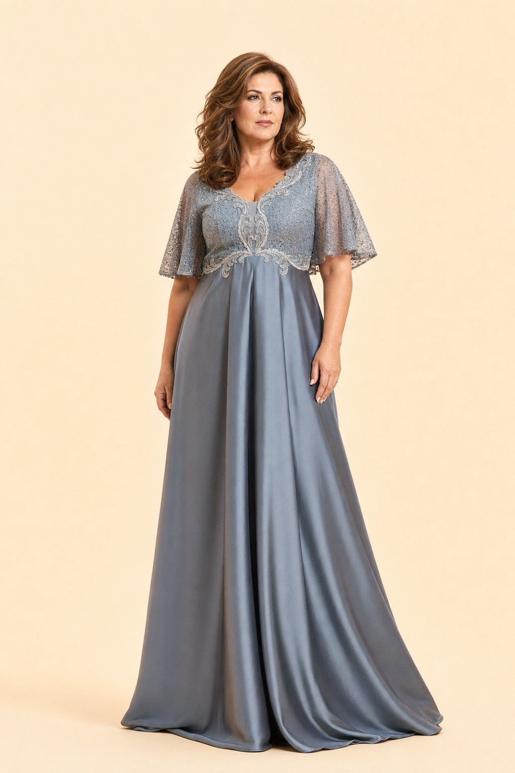 Romantic Lace Satin A-Line Bridesmaid Dress for Wedding Guest Evening Events Formal Gown