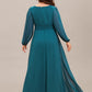 Plus Size See-Through Puff Sleeve Chiffon Mother Dress