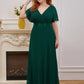 Plus Size Empire Waist V Back Bridesmaid Dress with Short Sleeves