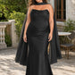 Strapless Satin Bridesmaid Dress with Open Back and Sculpted Silhouette