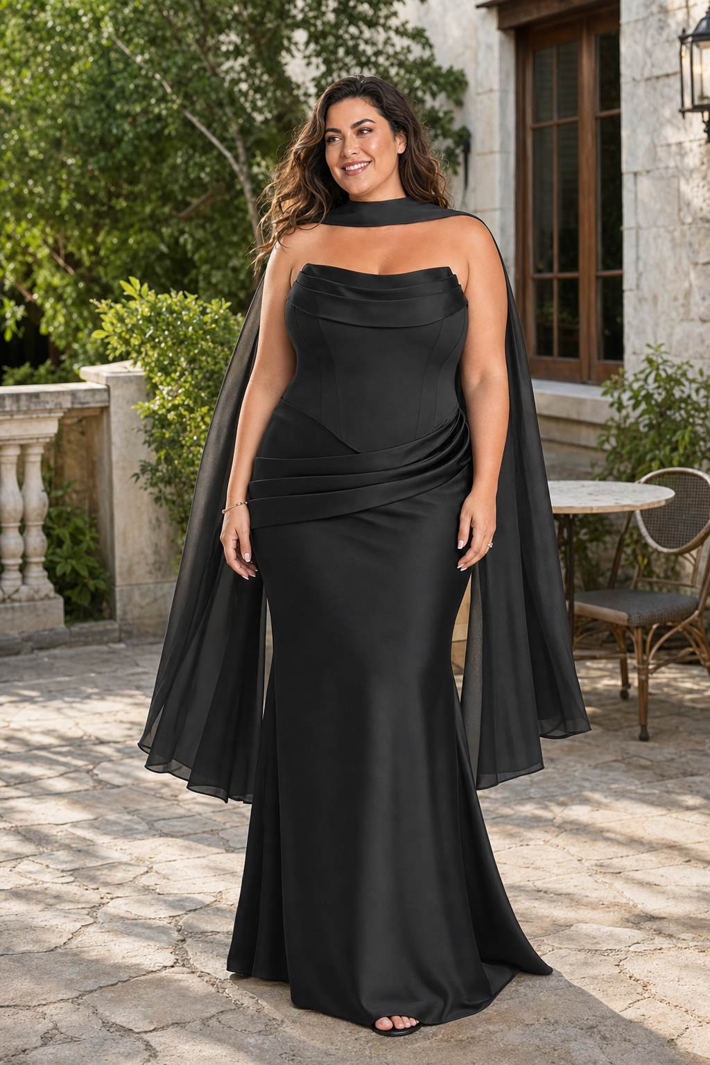 Strapless Satin Bridesmaid Dress with Open Back and Sculpted Silhouette