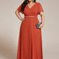 Plus Size Pleated A-Line Shiny Belt Chiffon Formal Evening Dress