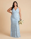 Silvarelle Romantic Plus Size Sheath Lace Bridesmaid Dress with Floral Texture for Wedding -N0351
