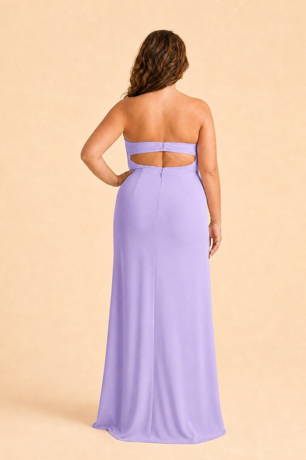Plus Size Strapless Chiffon Bridesmaid Dress with Detachable Straps and Slit