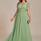 Plus Size Chiffon Pleated A-Line Back Cutout Bridesmaid Dress