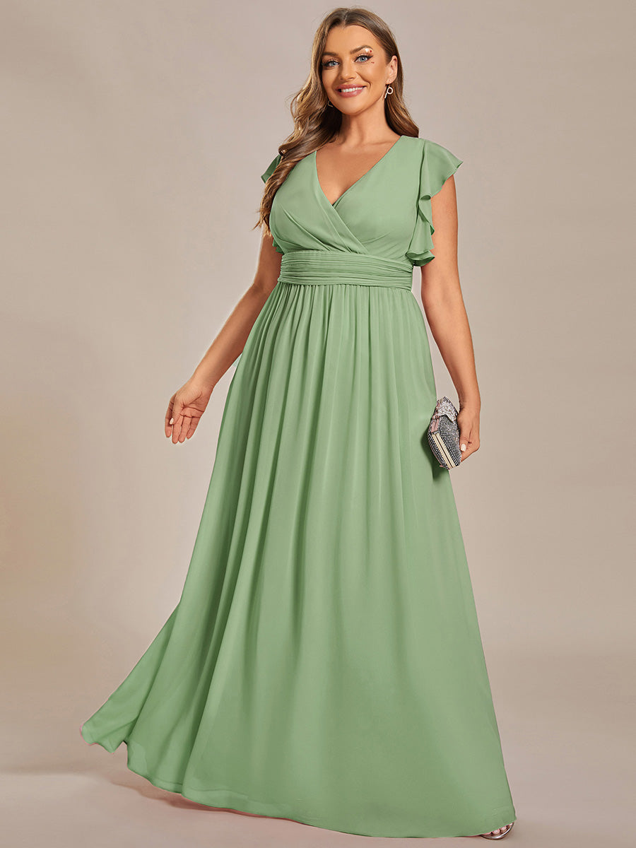 Plus Size Chiffon Pleated A-Line Back Cutout Bridesmaid Dress