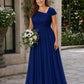 Asymmetrical Neck Evening Gown with Sequin Accent for Bridesmaids and Formal Events