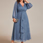 Plus Size Twist Knot Louts Leaf Long Sleeve A-Line Evening Dress