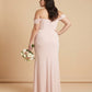 Elanthia Plus Size Off The Shoulder Mesh Bridesmaid Dress With Leg Slit For Wedding Party -N0346