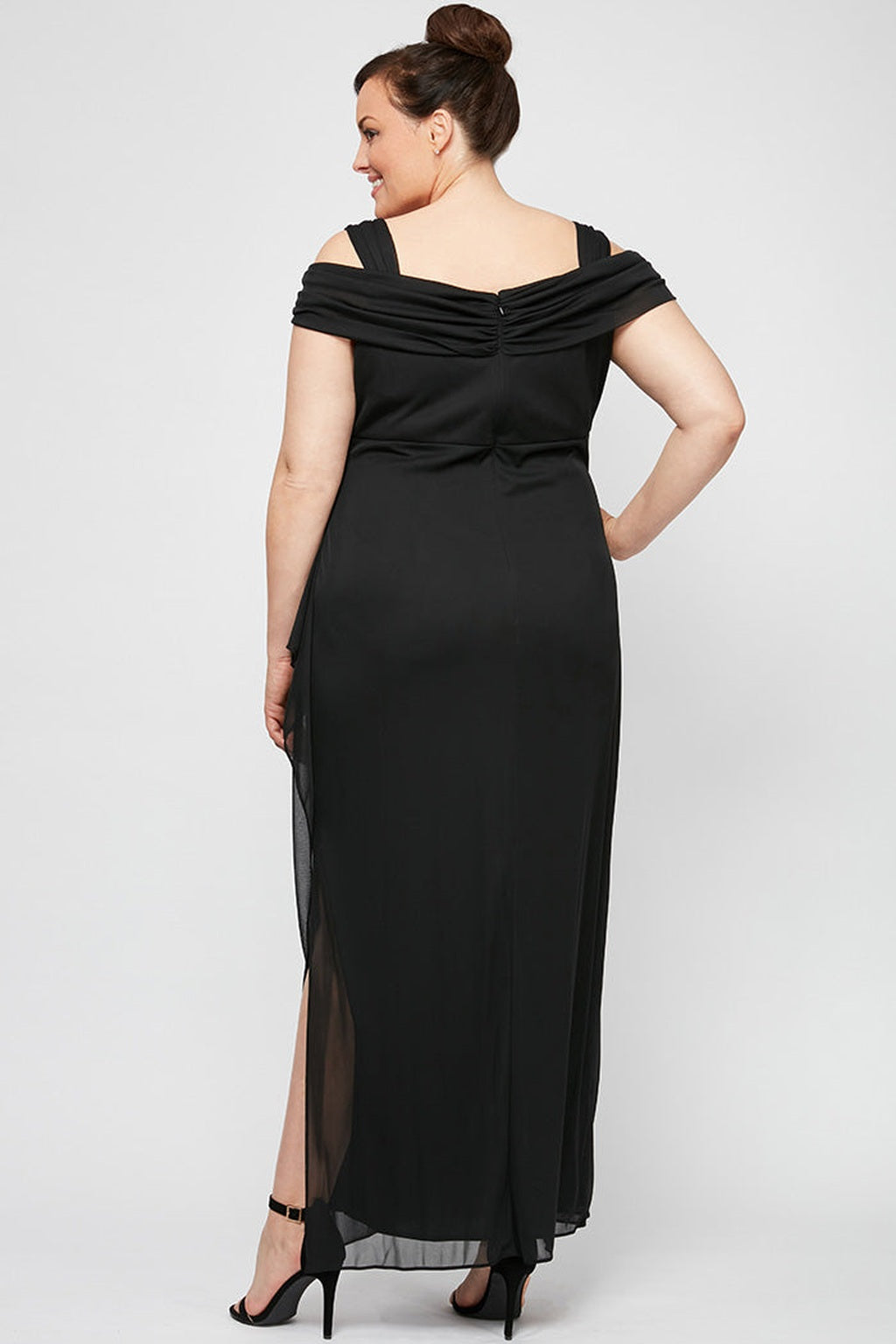 Plus Lindsay Cold Shoulder Mesh Gown