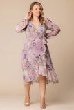 Clara Chiffon Long Sleeve Wrap Dress
