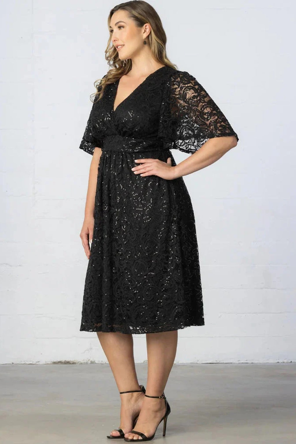 Starry Sequined Lace Cocktail Dress