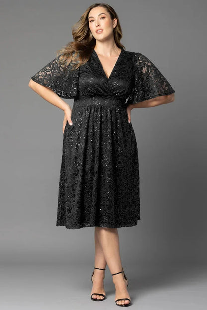 Starry Sequined Lace Cocktail Dress