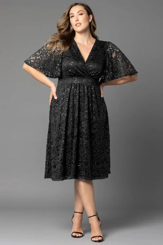 Starry Sequined Lace Cocktail Dress
