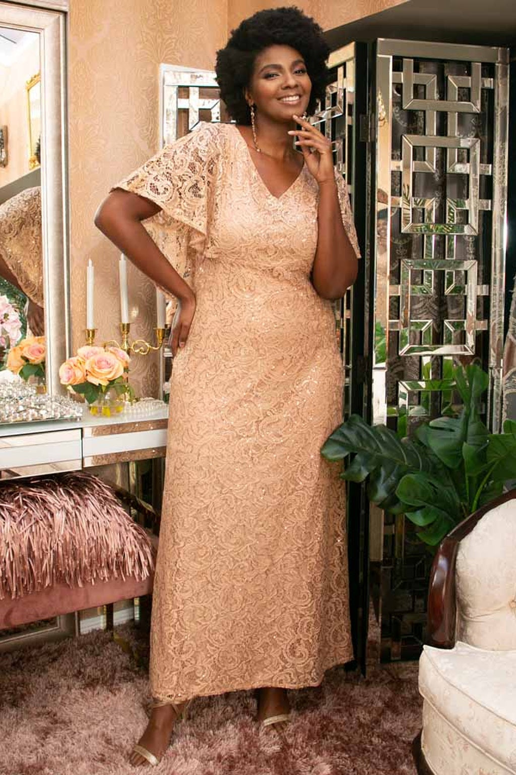 Celestial Cape Sleeve Gown