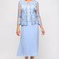 Plus Attached Jacket Dress With Illusion Sleeves & Scallop Detail