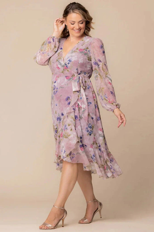 Clara Chiffon Long Sleeve Wrap Dress