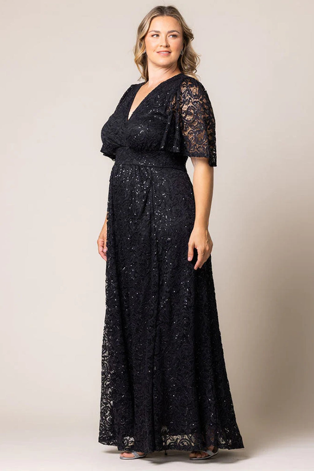 Luminous Sequin Lace Long Gown
