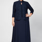 Plus Glitter Jacquard Knit Jacket Dress with Mandarin Neckline