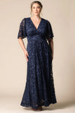 Luminous Sequin Lace Long Gown