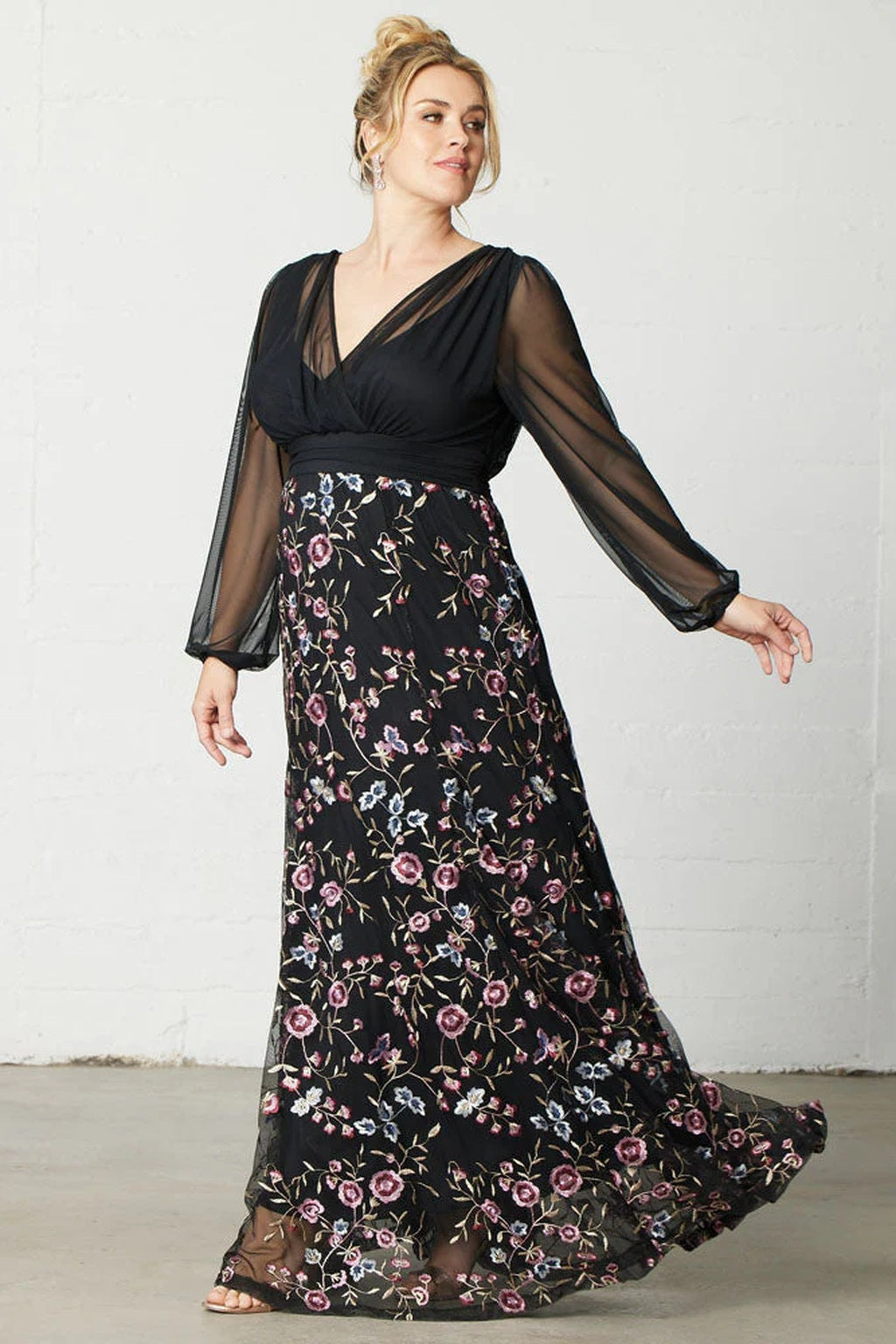 Isabella Embroidered Mesh Gown