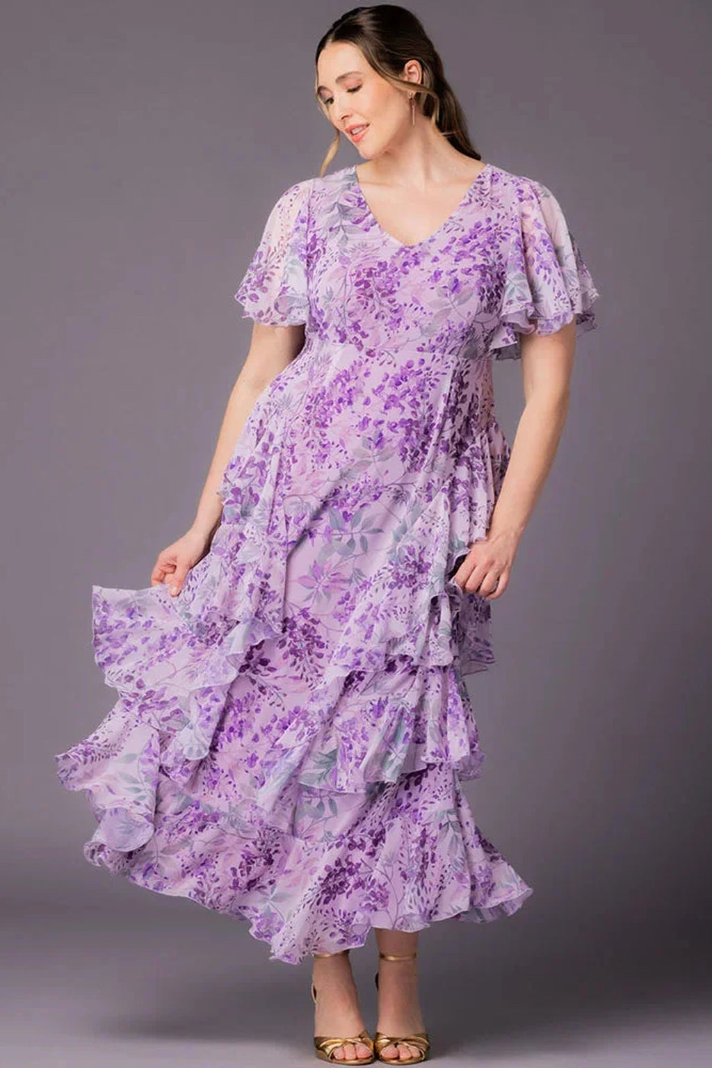 Tour de Flounce Chiffon Evening Gown