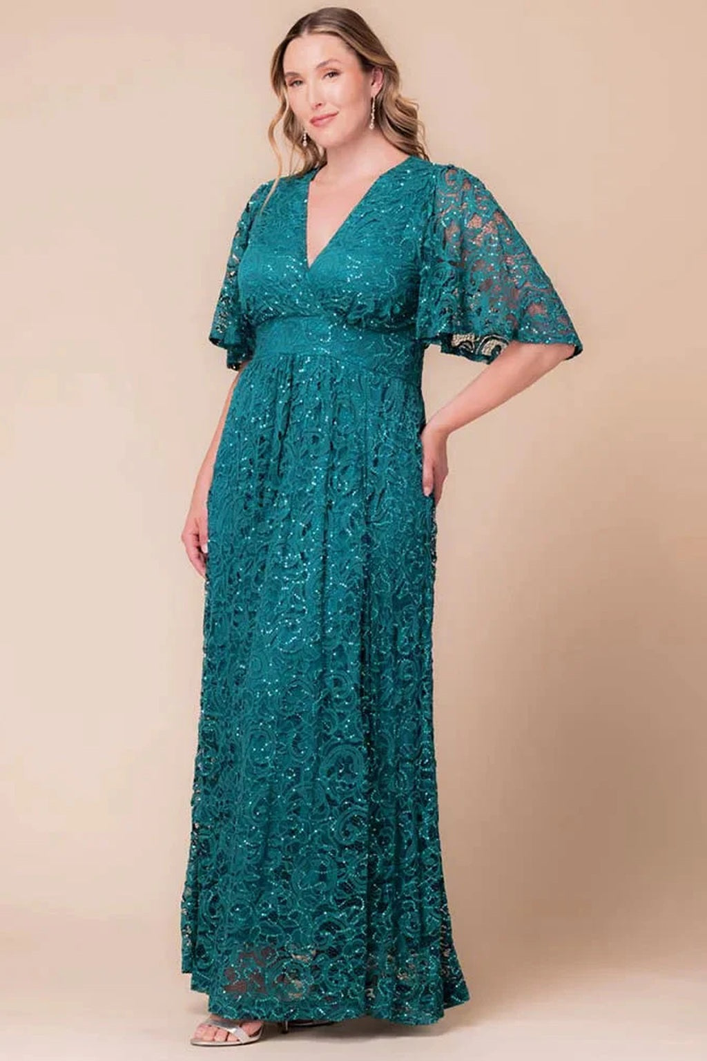 Luminous Sequin Lace Long Gown