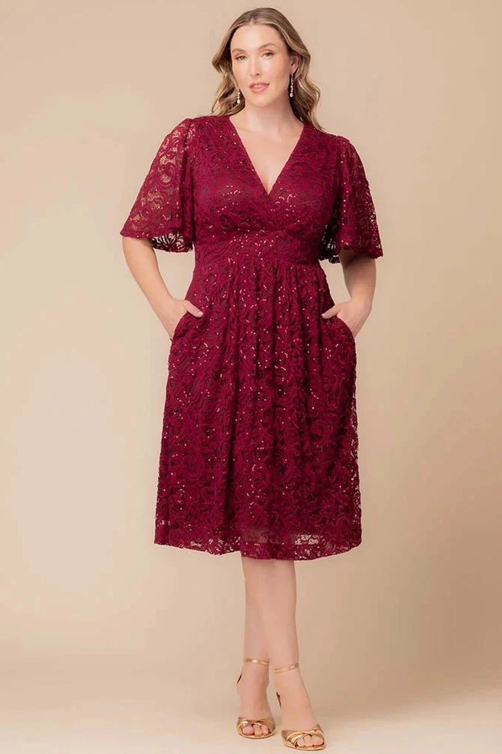 Starry Sequined Lace Cocktail Dress