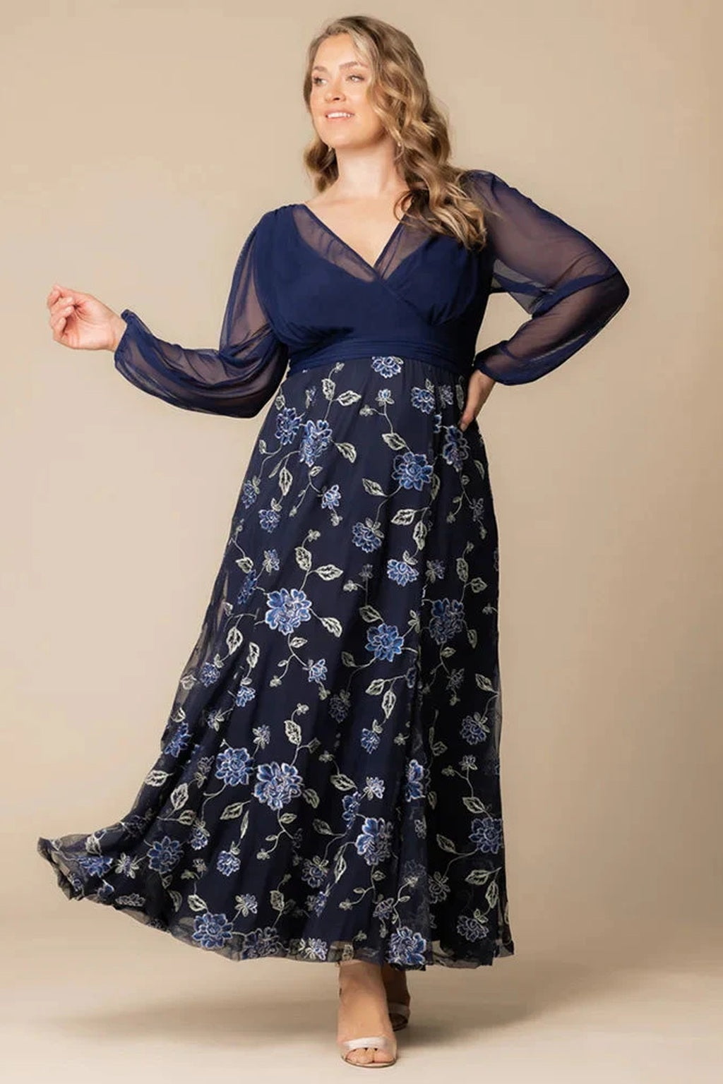Isabella Embroidered Mesh Gown