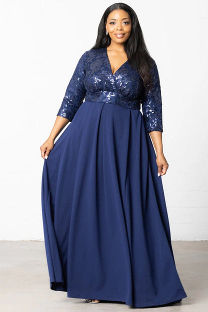 Paris Pleated Sequin Gown