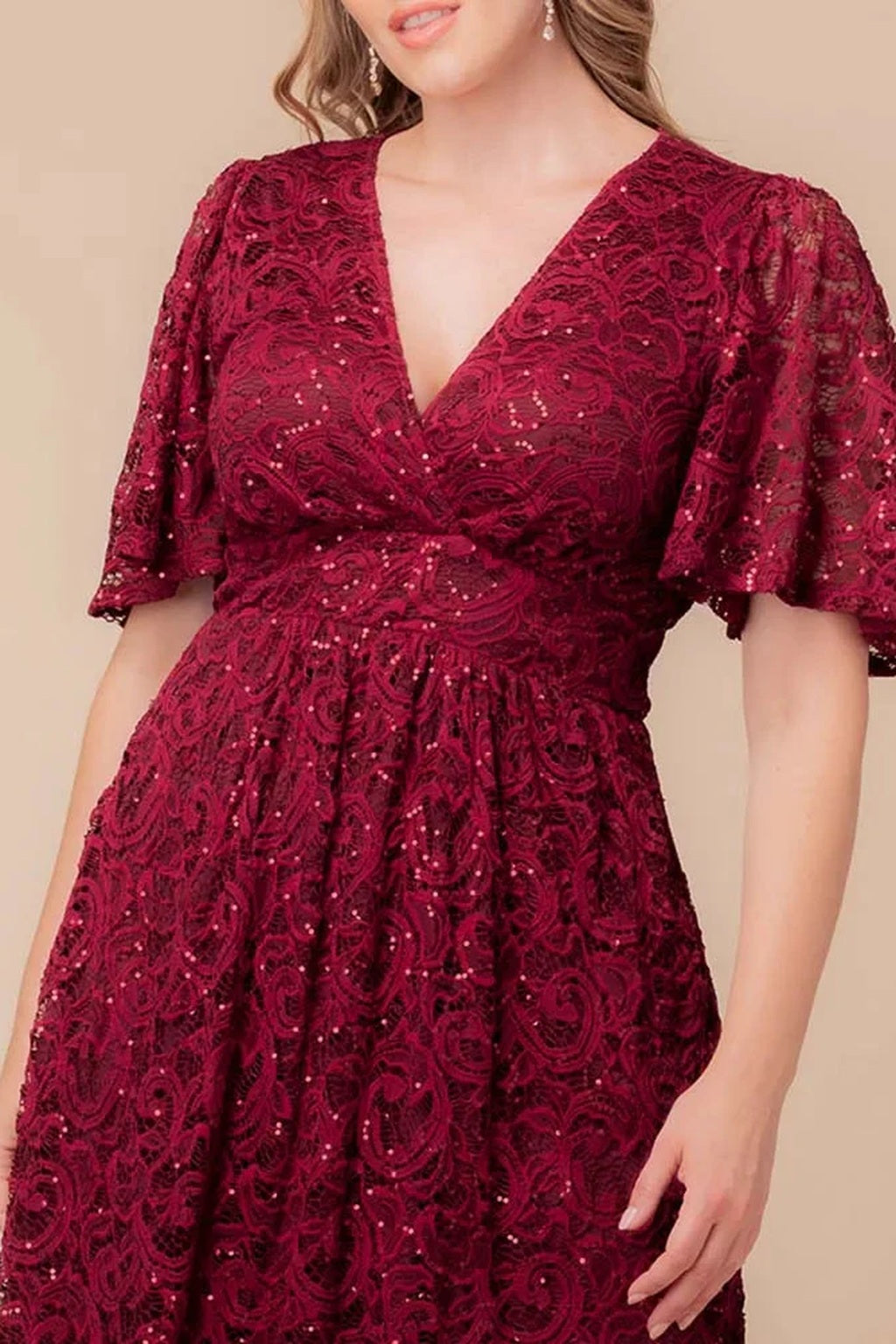 Starry Sequined Lace Cocktail Dress