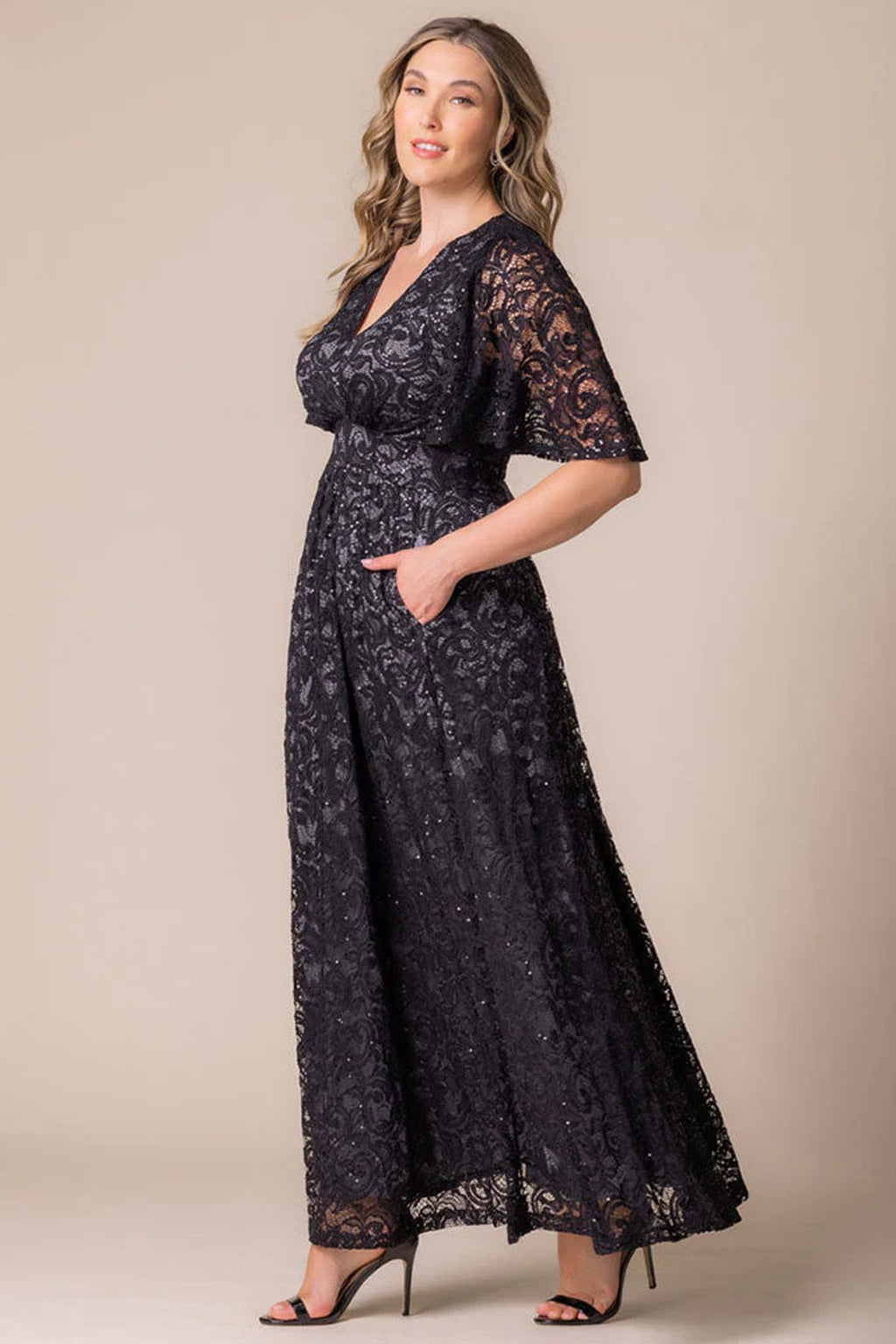 Luminous Sequin Lace Long Gown
