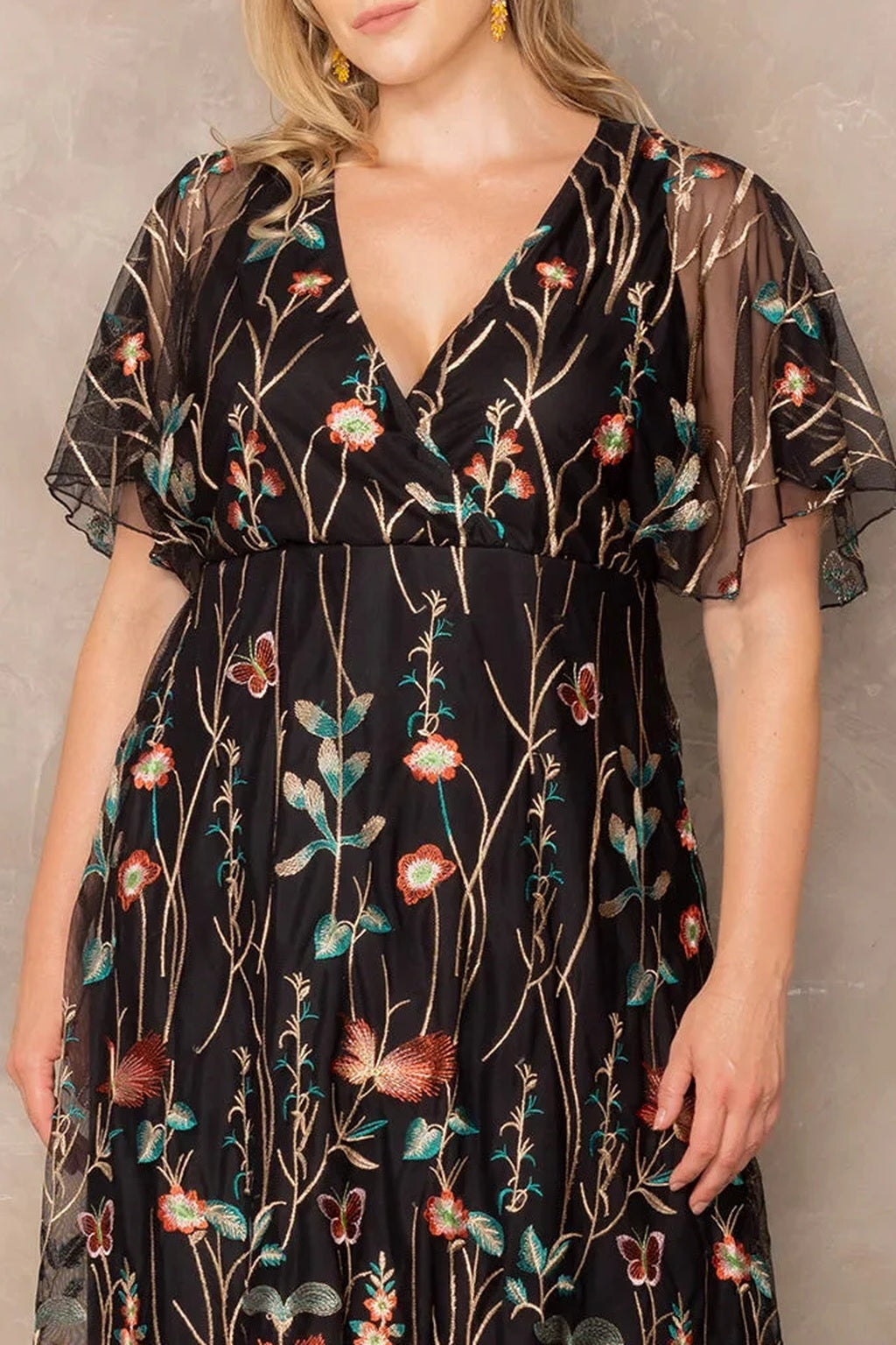 Sonnet Embroidered Midi Cocktail Dress