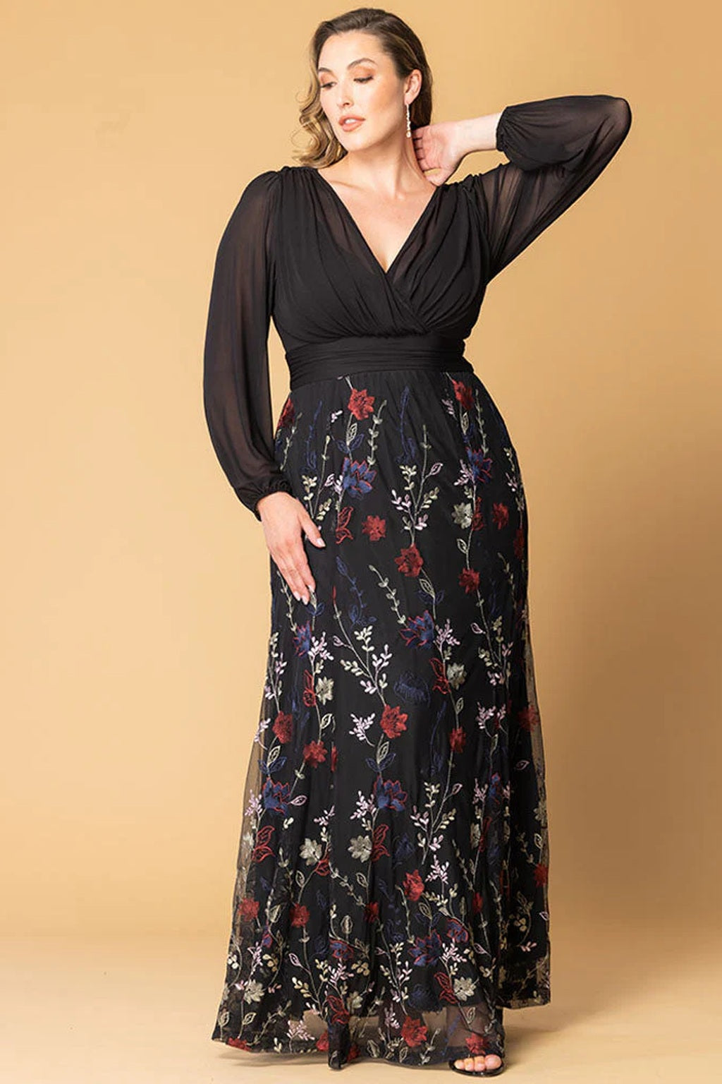 Isabella Embroidered Mesh Gown