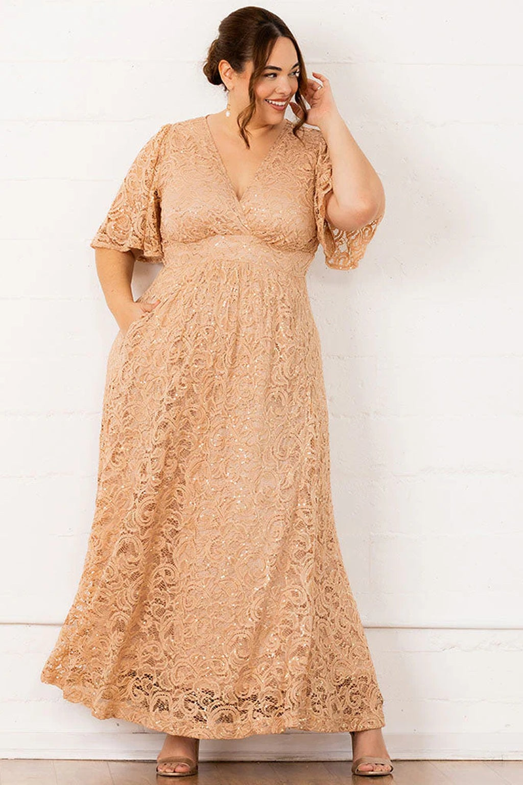 Luminous Sequin Lace Long Gown