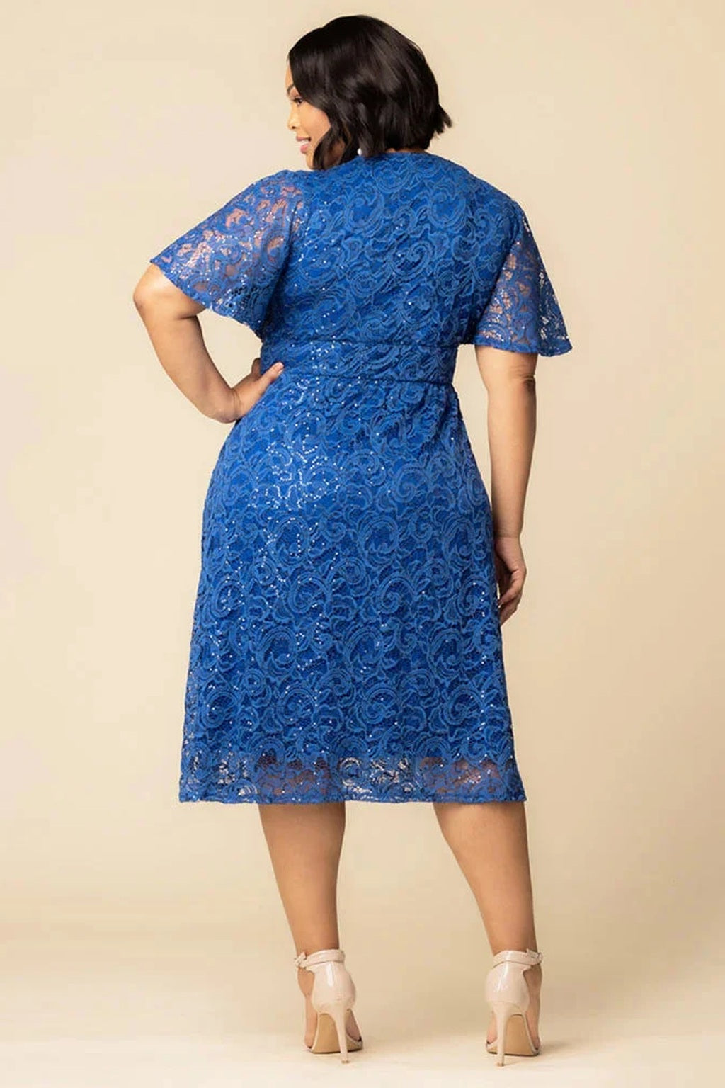 Starry Sequined Lace Cocktail Dress