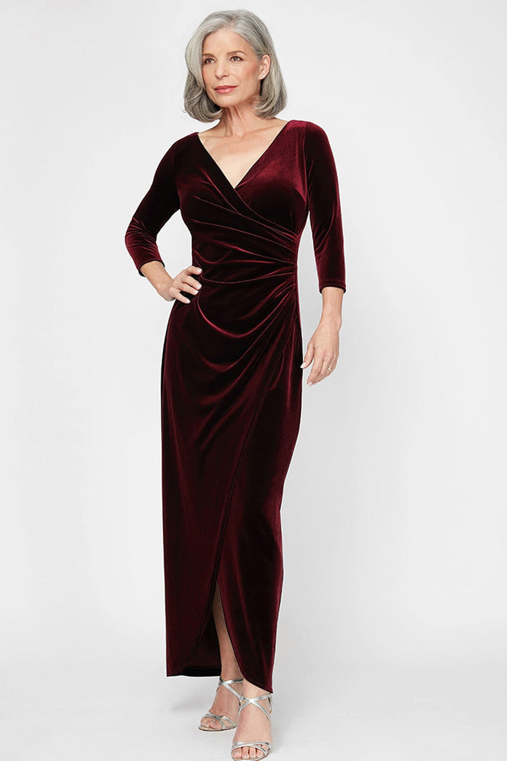 Plus Laurie Surplice Neckline Velvet Dress