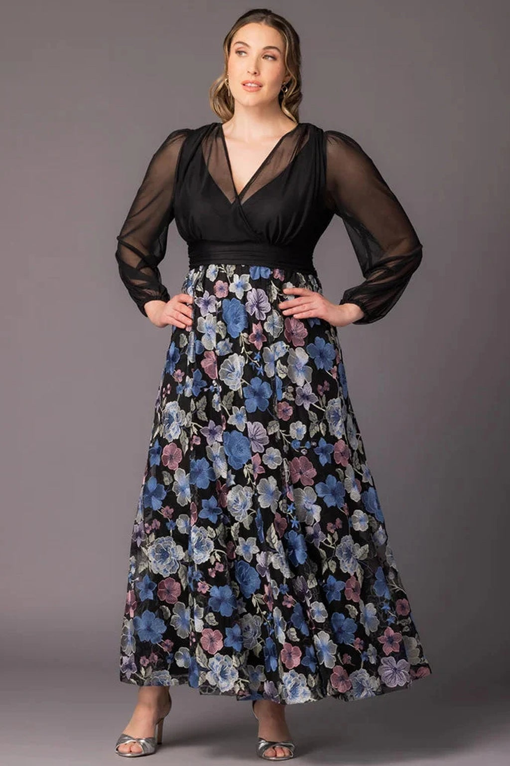Isabella Embroidered Mesh Gown