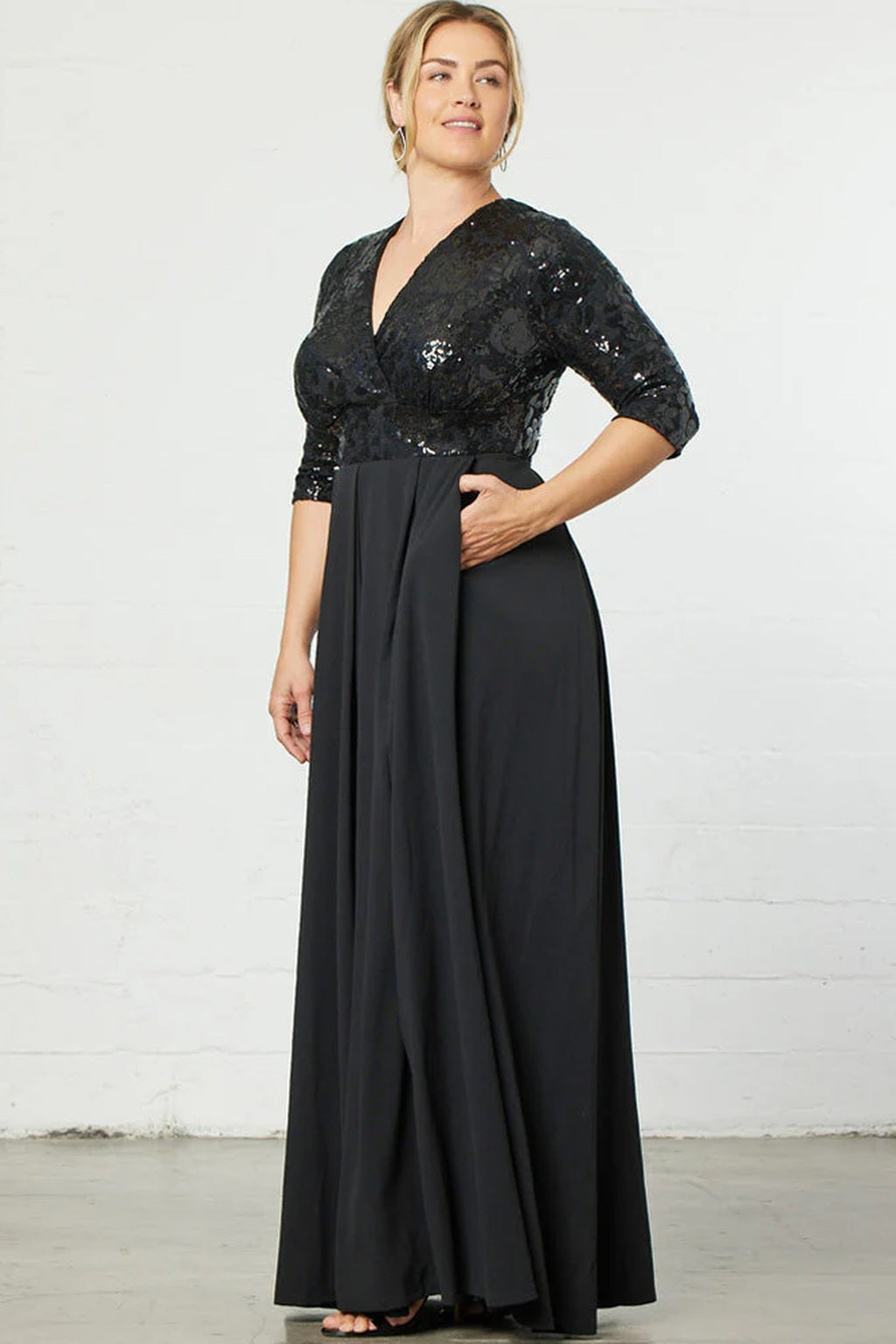 Paris Pleated Sequin Gown