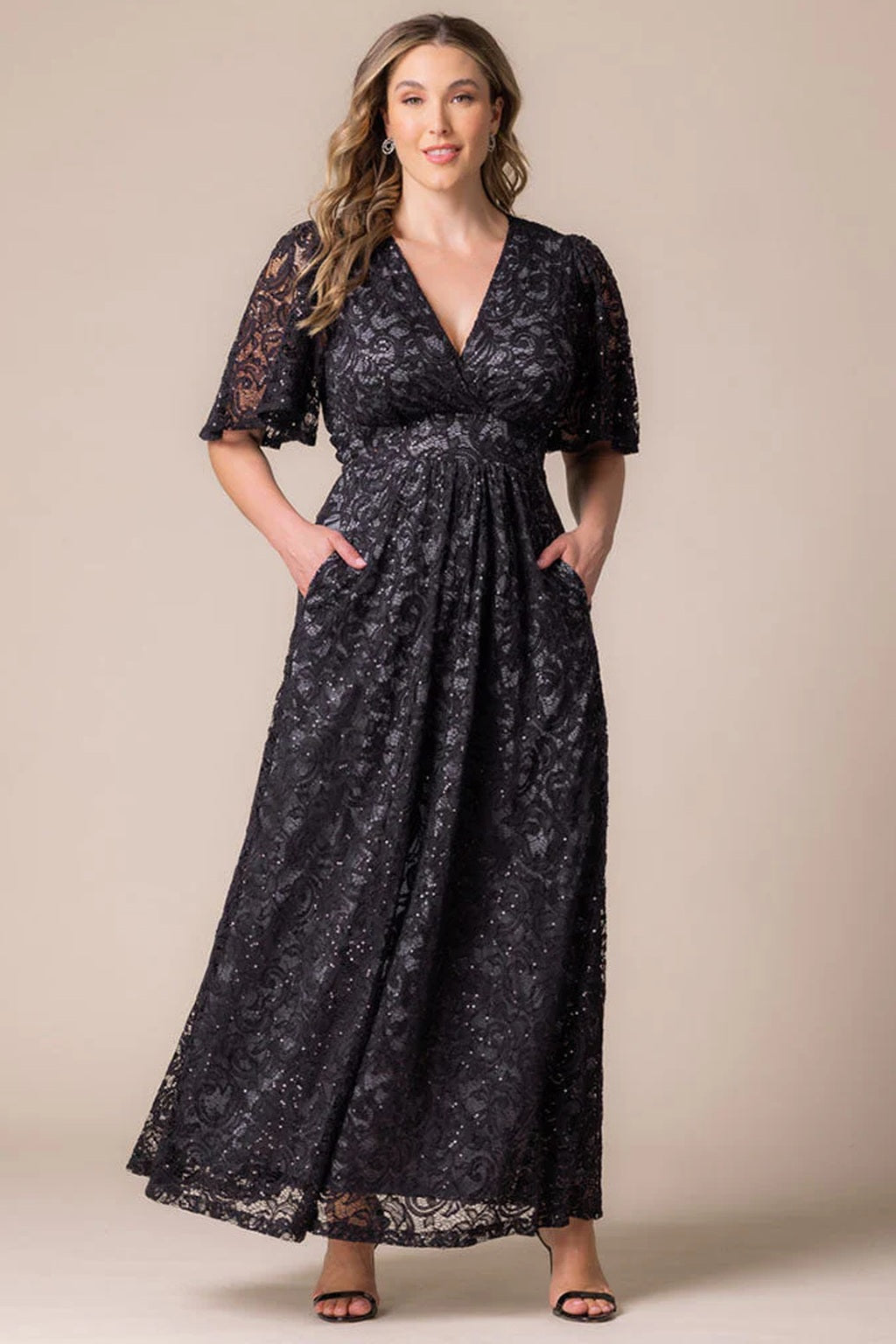 Luminous Sequin Lace Long Gown