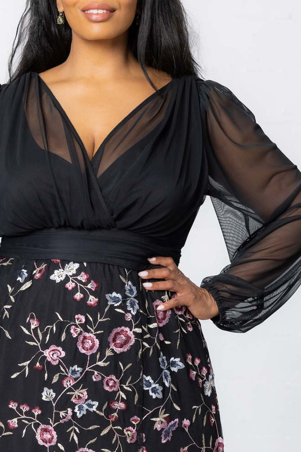 Isabella Embroidered Mesh Gown