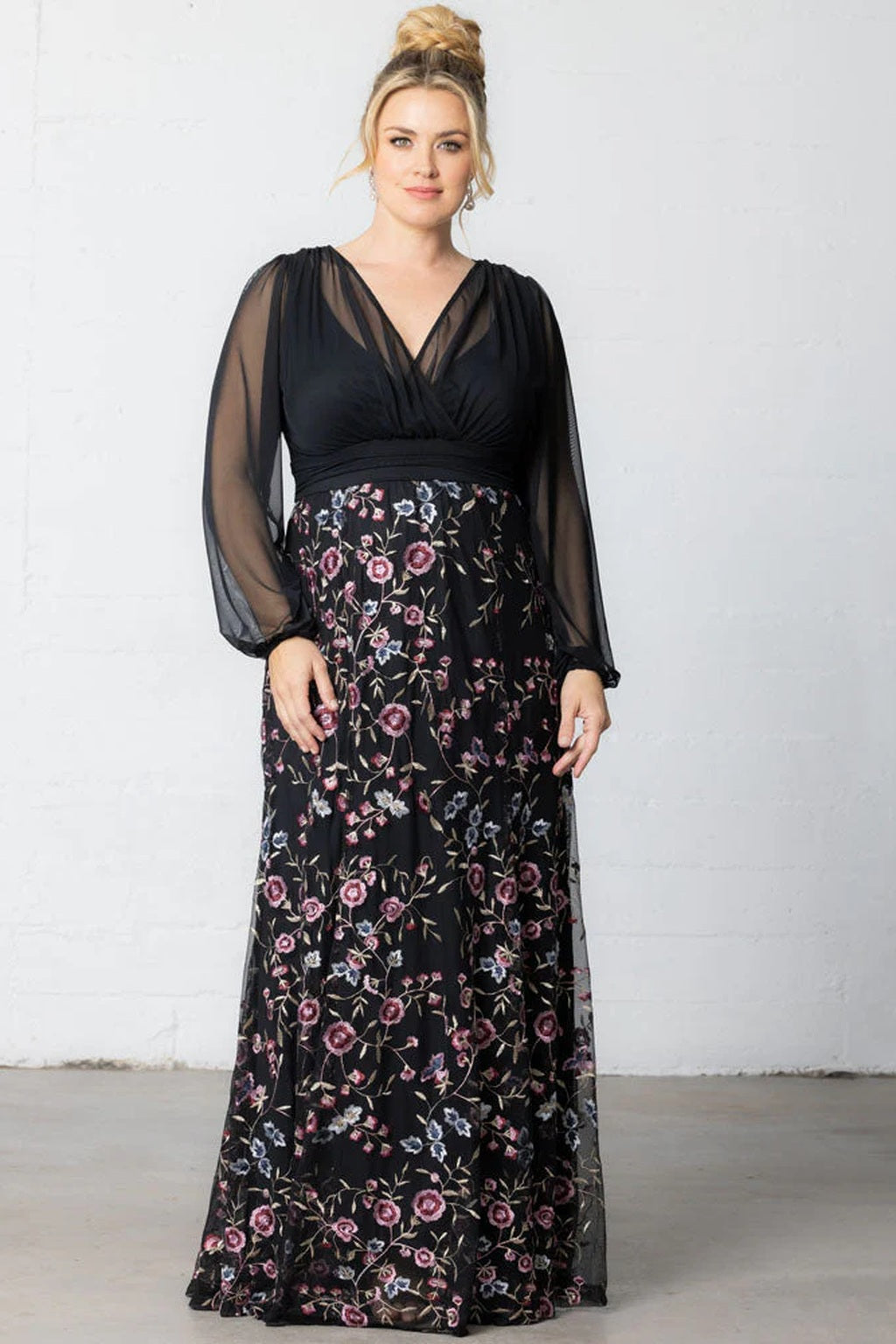 Isabella Embroidered Mesh Gown