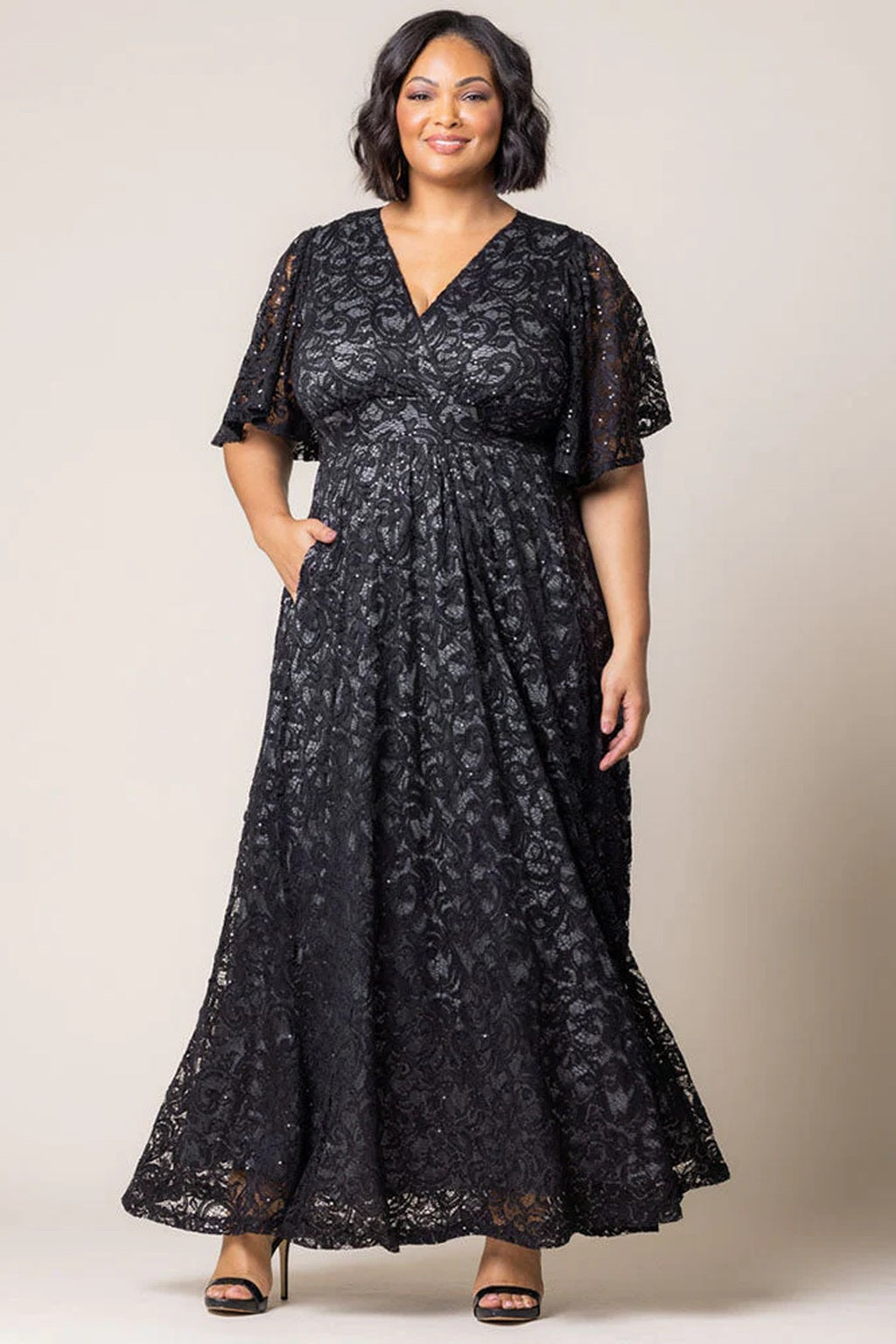 Luminous Sequin Lace Long Gown