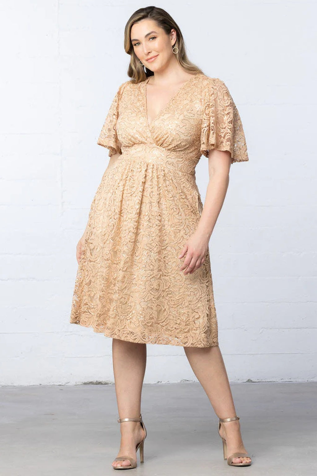 Starry Sequined Lace Cocktail Dress