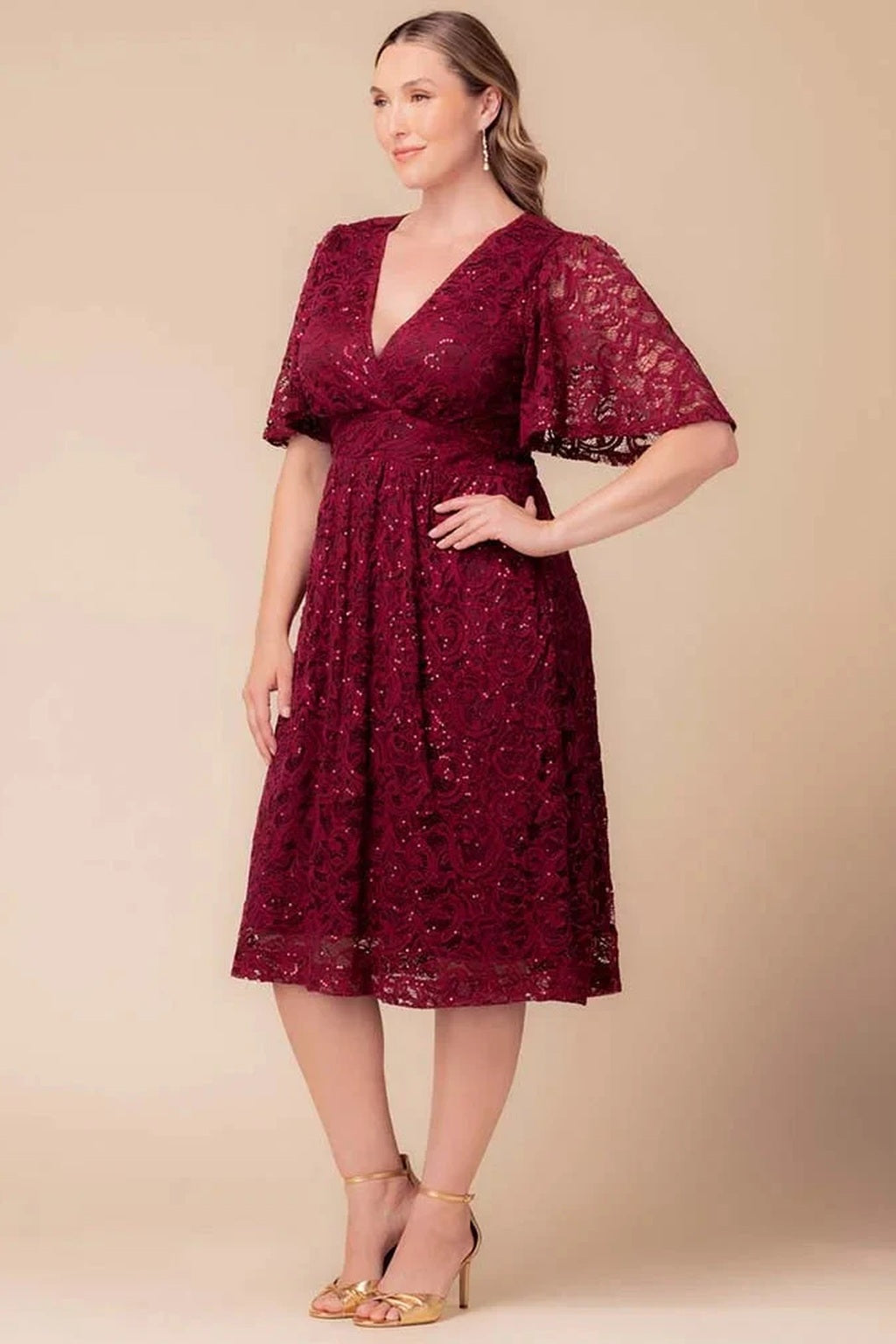 Starry Sequined Lace Cocktail Dress