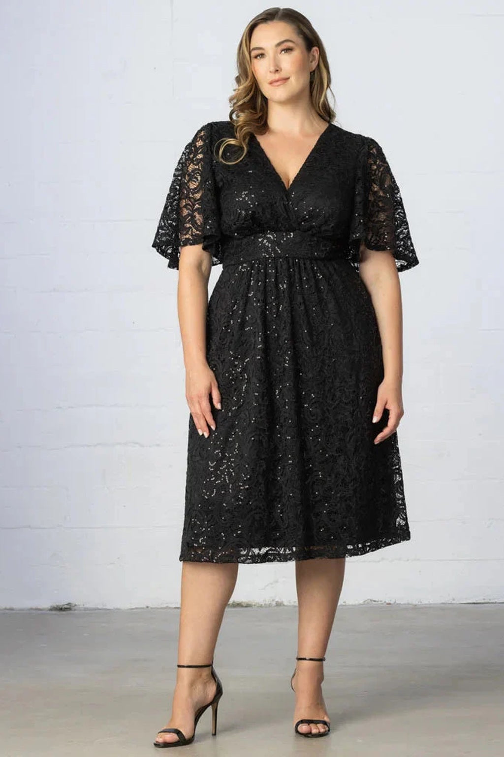 Starry Sequined Lace Cocktail Dress
