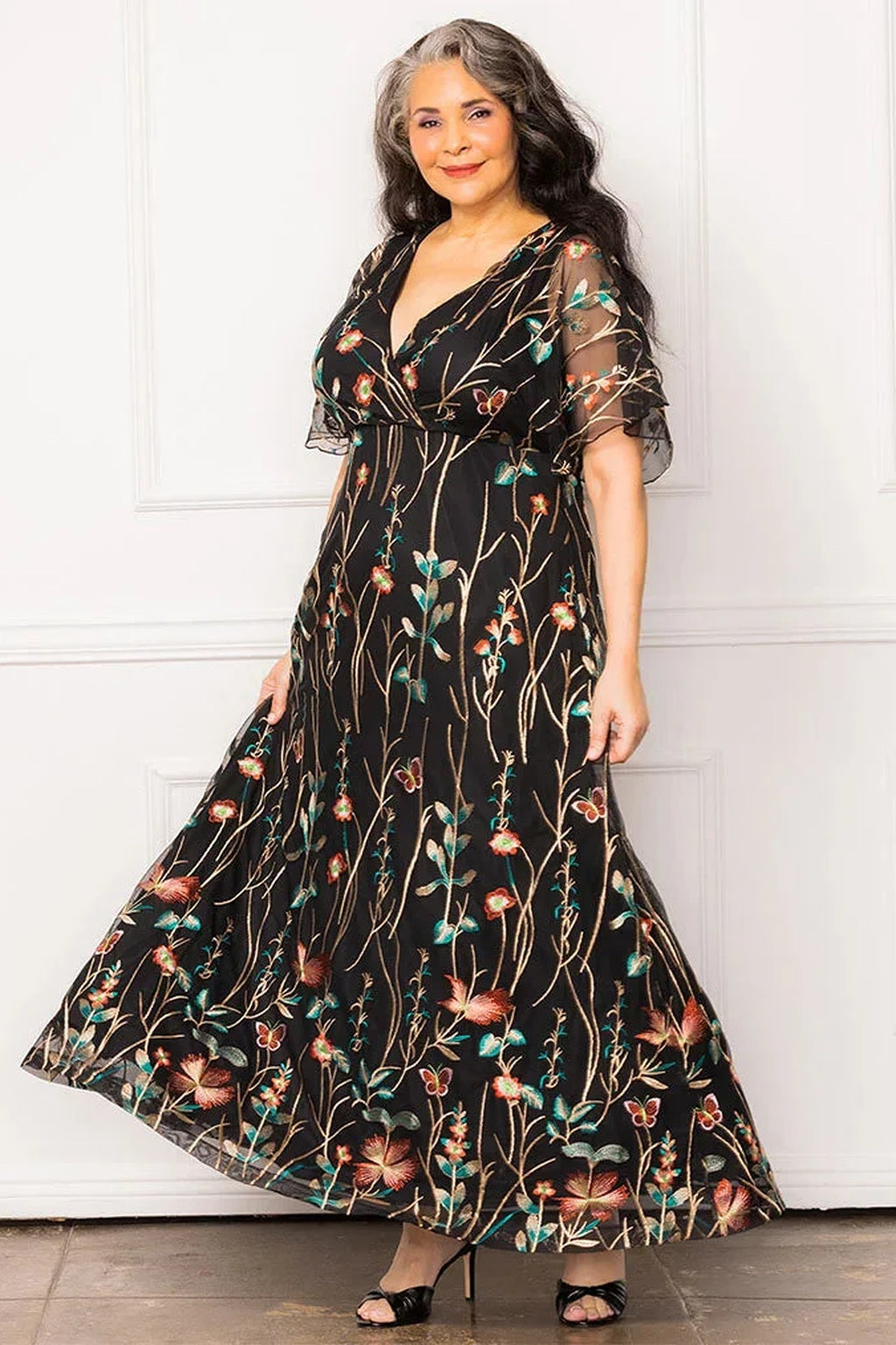 Embroidered Elegance Evening Gown